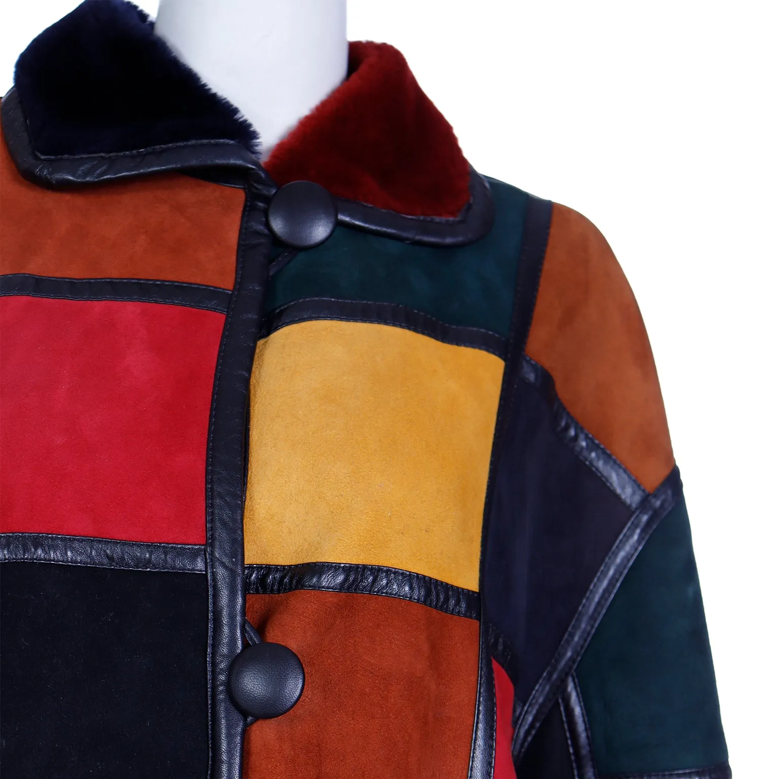 1980s Donna Karan Patchwork Shearling Reversible to Faux Fur Coat