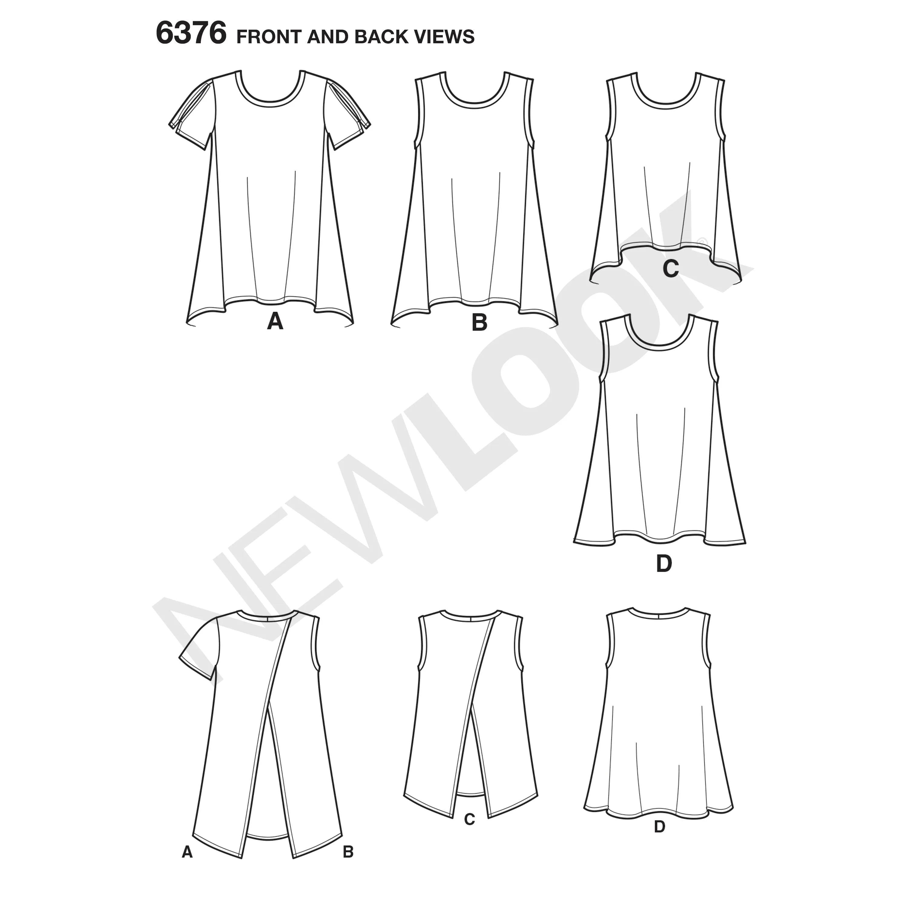 6376 Misses' Tops with Length Variations