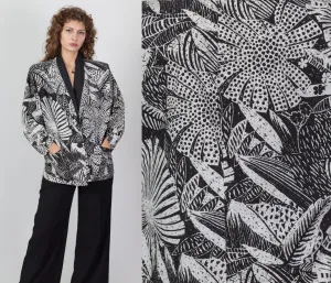 80s Two Tone Tropical Floral Blazer Jacket - One Size