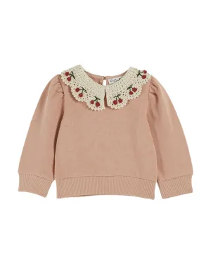 AA001-EMBROIDERED COLLAR SWEATSHIRT-BLUSH