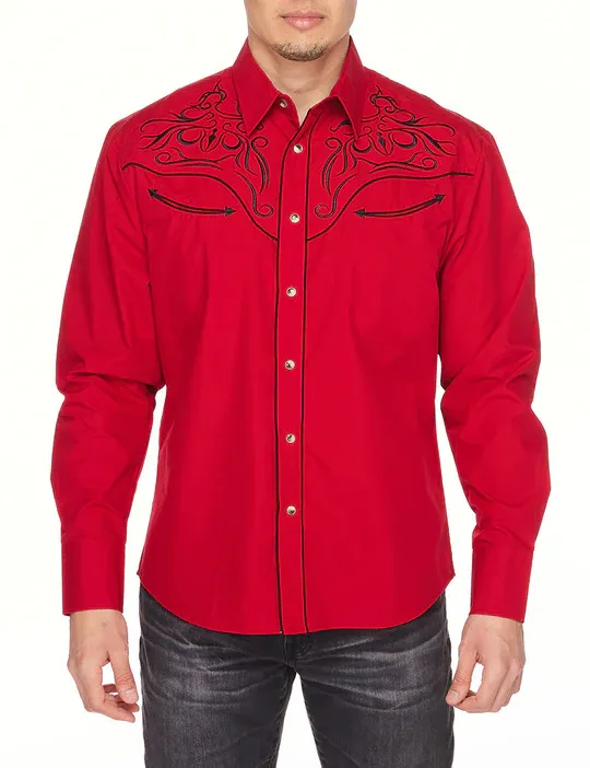 Avalon Men's Embroidery Red Shirts