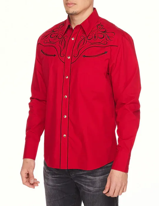 Avalon Men's Embroidery Red Shirts