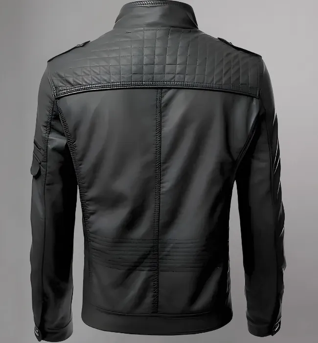 Biker Regular Fit Casual Black Leather Jacket