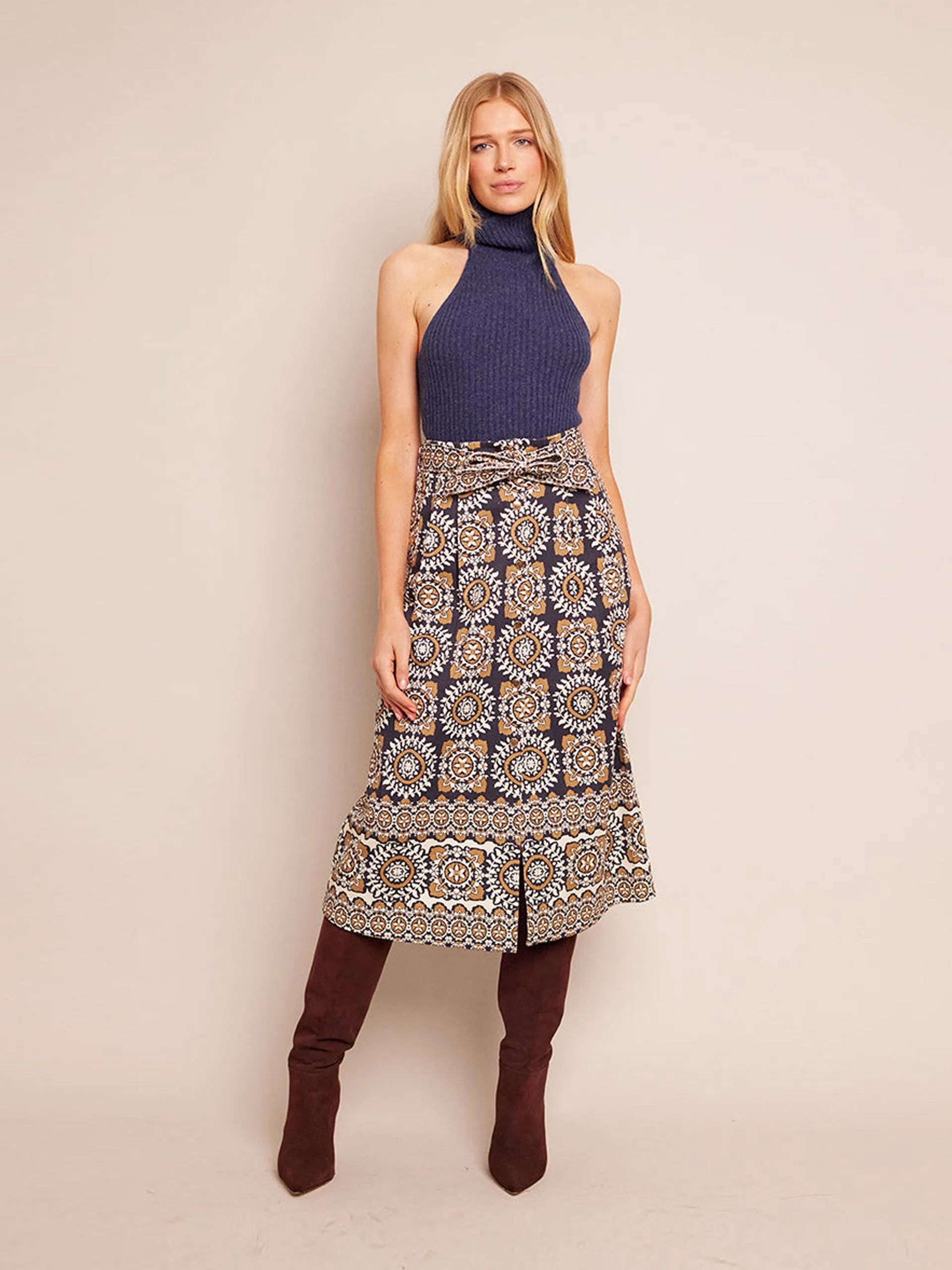 Blue medallion tile Oslo skirt