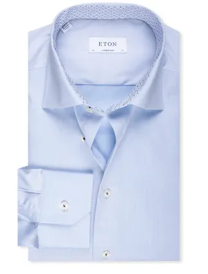 Blue Plain Inlay Contemporary Fit Shirt