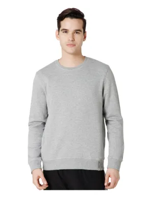 Bodyactive Men Fleece Crew Neck Grey Sweatshirt TSM111-GRML