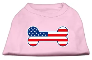 Bone Shaped American Flag Screen Print Shirts  Light Pink XXXL(20)