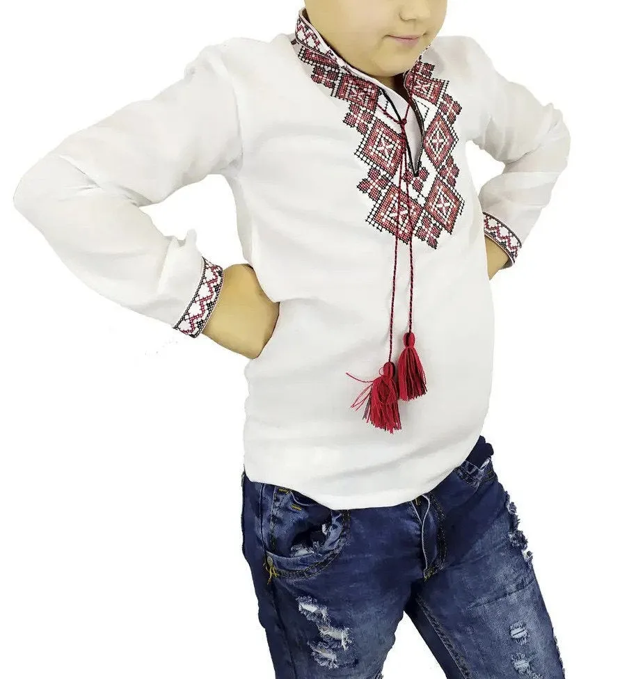 Children's embroidered shirt with long sleeves