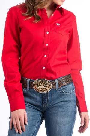 Cinch Ladies Womans Solid Red Button-Down Western Shirt Style MSW9164032