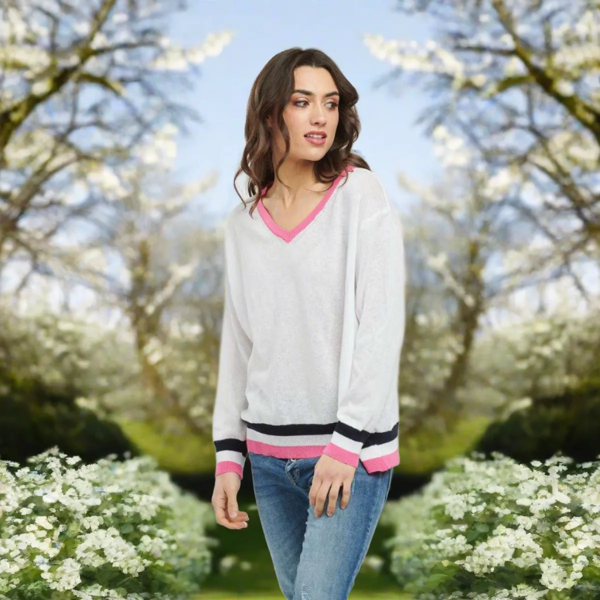 College Knit - White / Pink