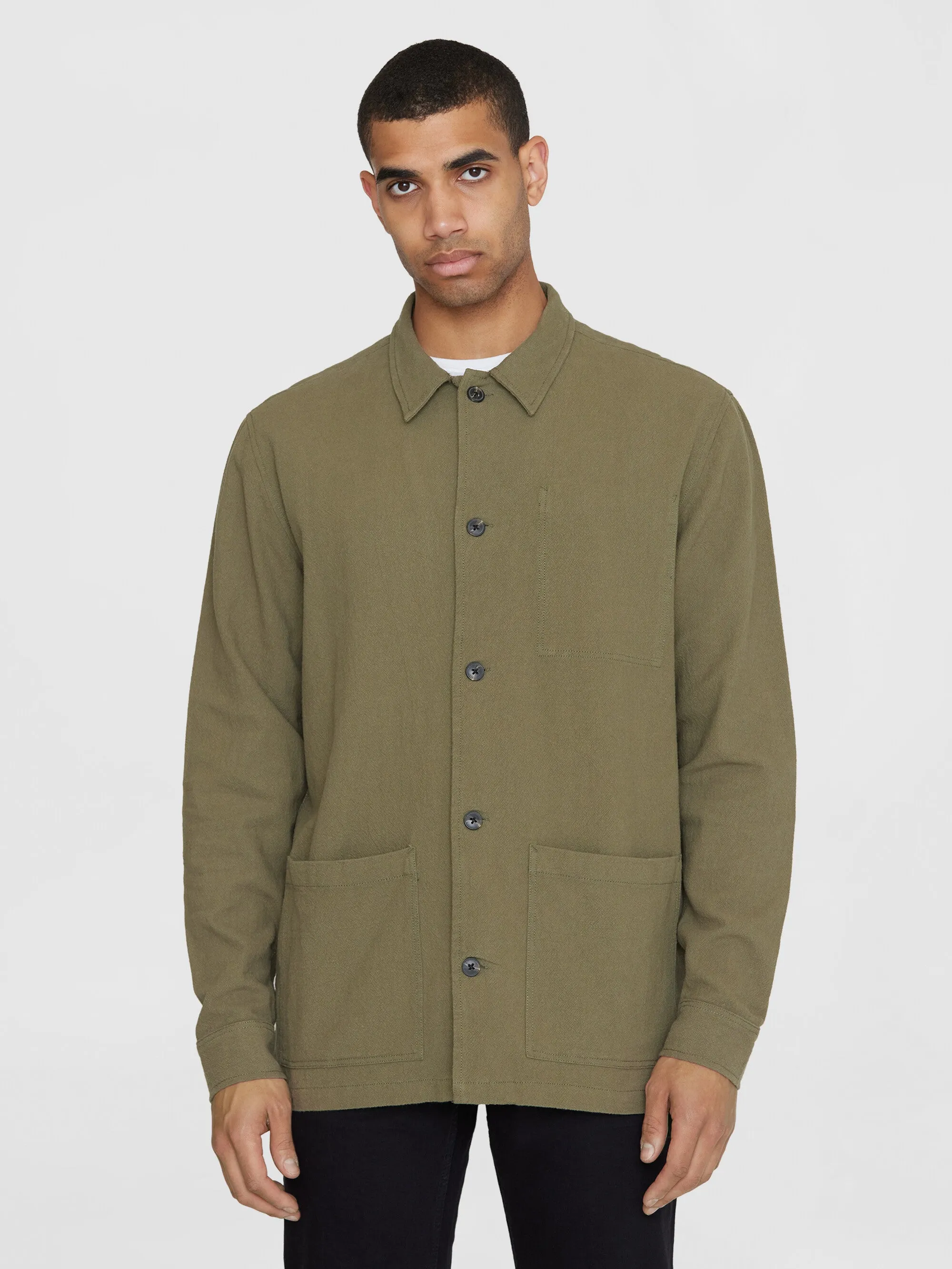 Crushed cotton overshirt - GOTS/Vegan - Burned Olive