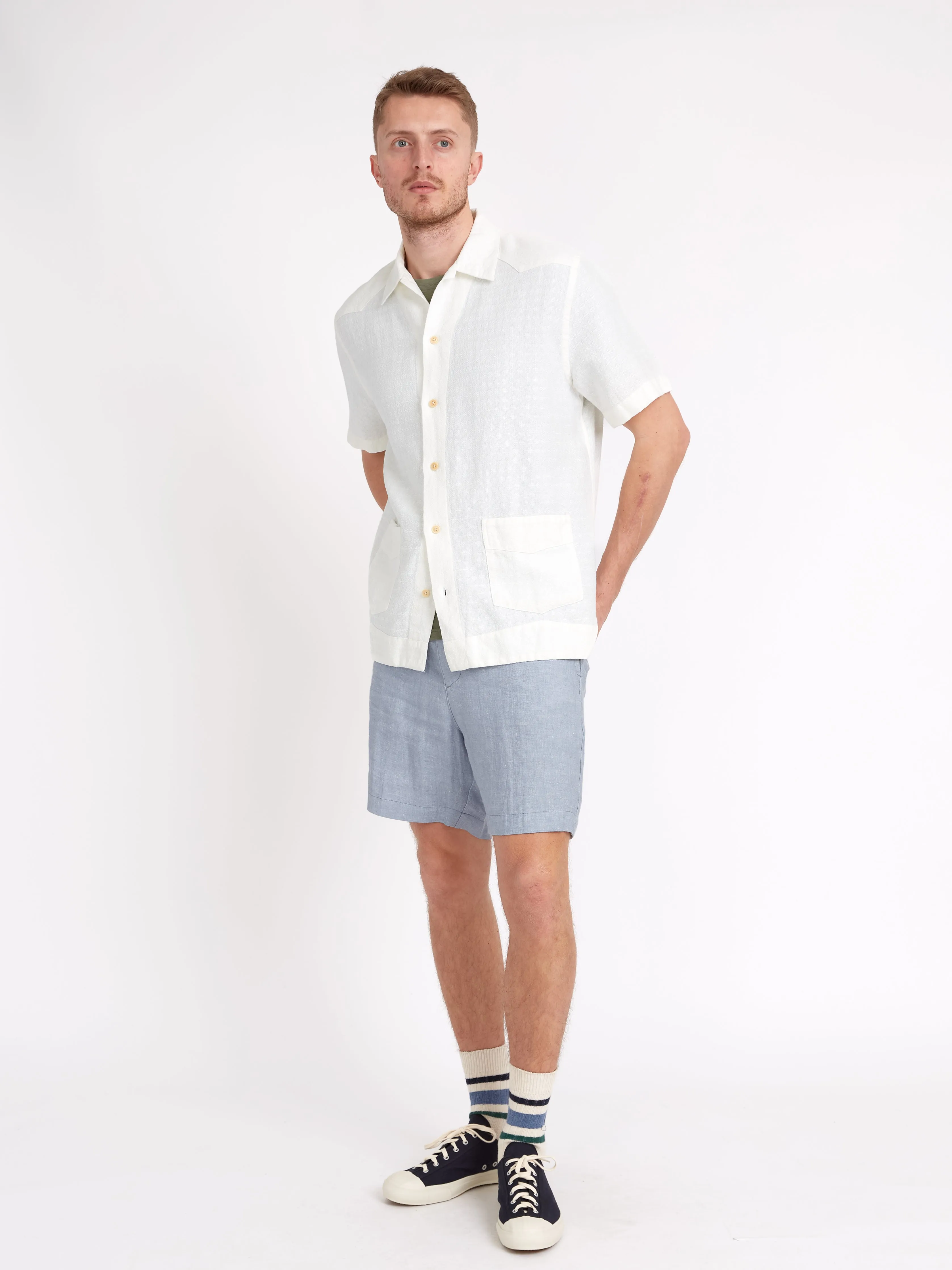 Cuban Short Sleeve Shirt Medley White