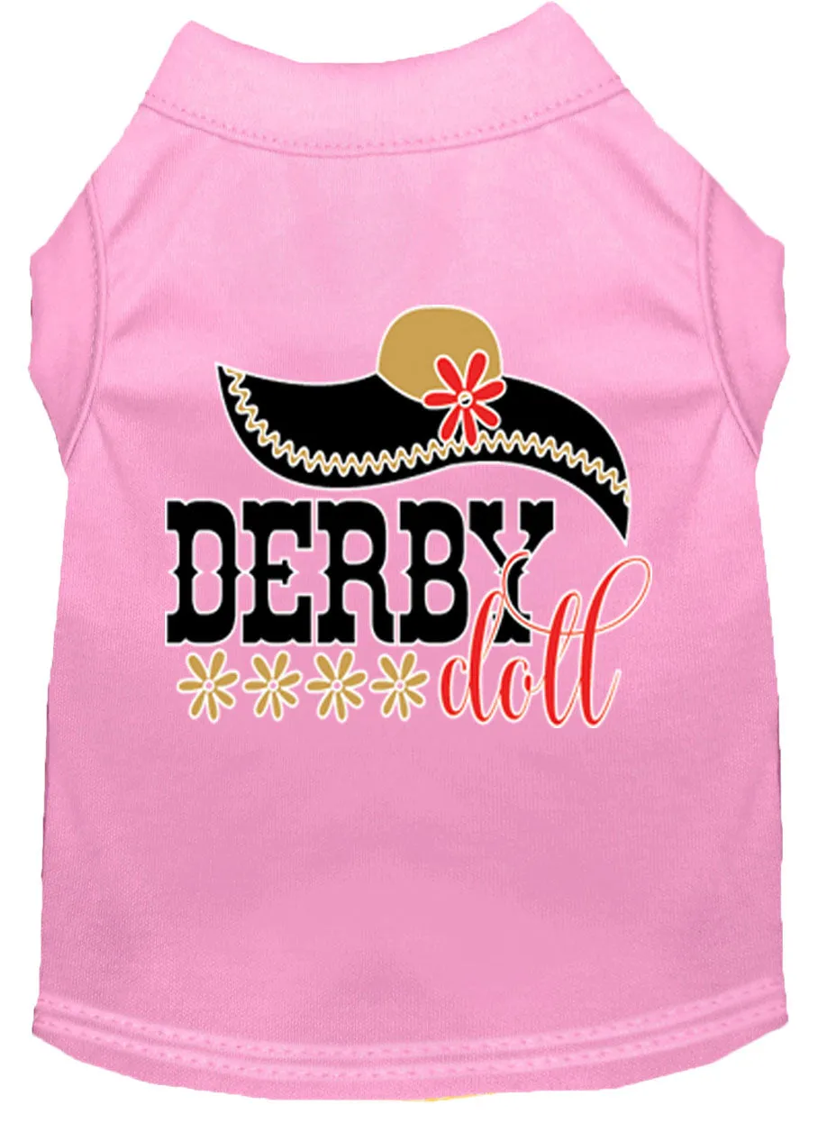 Derby Doll Screen Print Dog Shirt Light Pink Sm