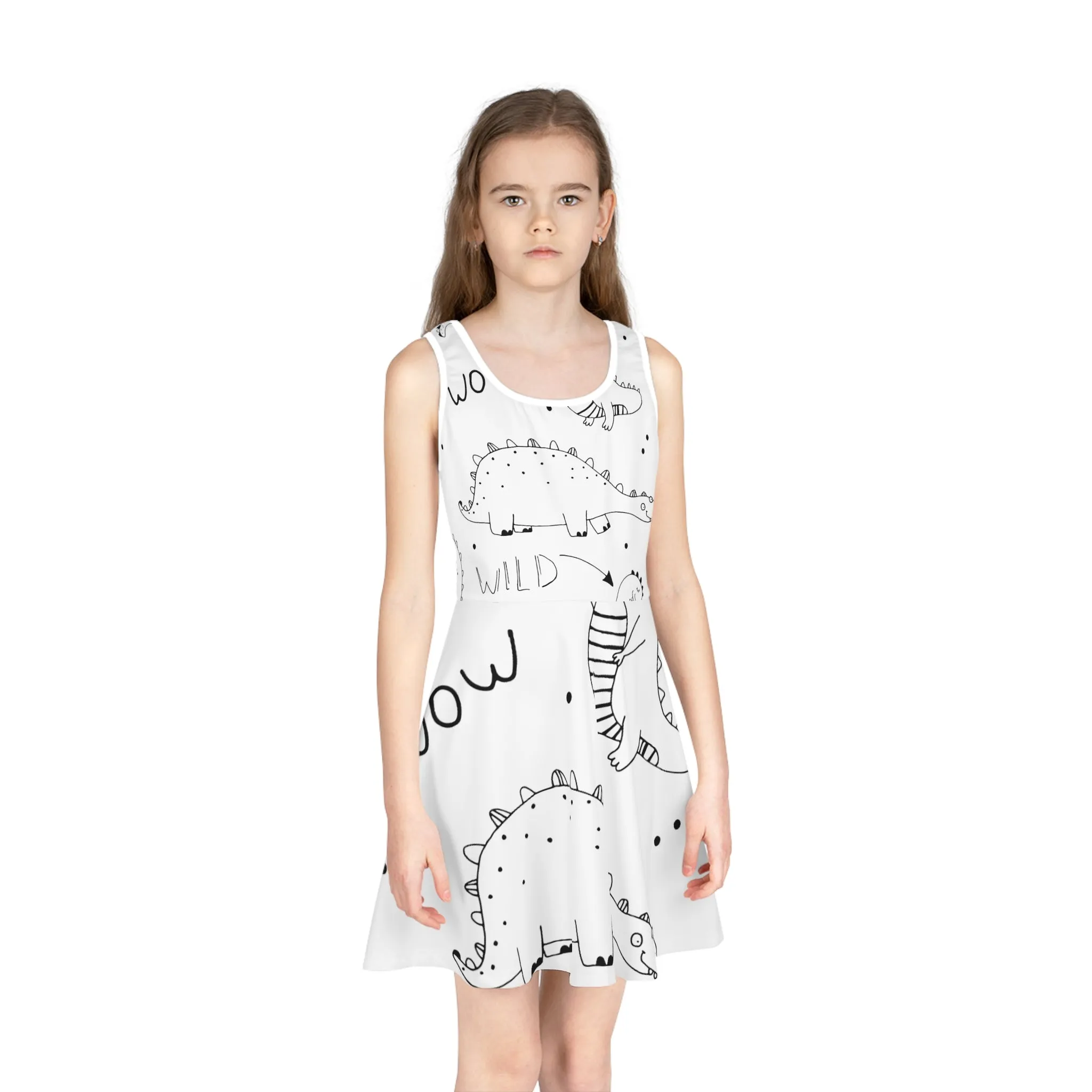 Doodle Dinosours - Inovax Girl's Sleeveless Sundress