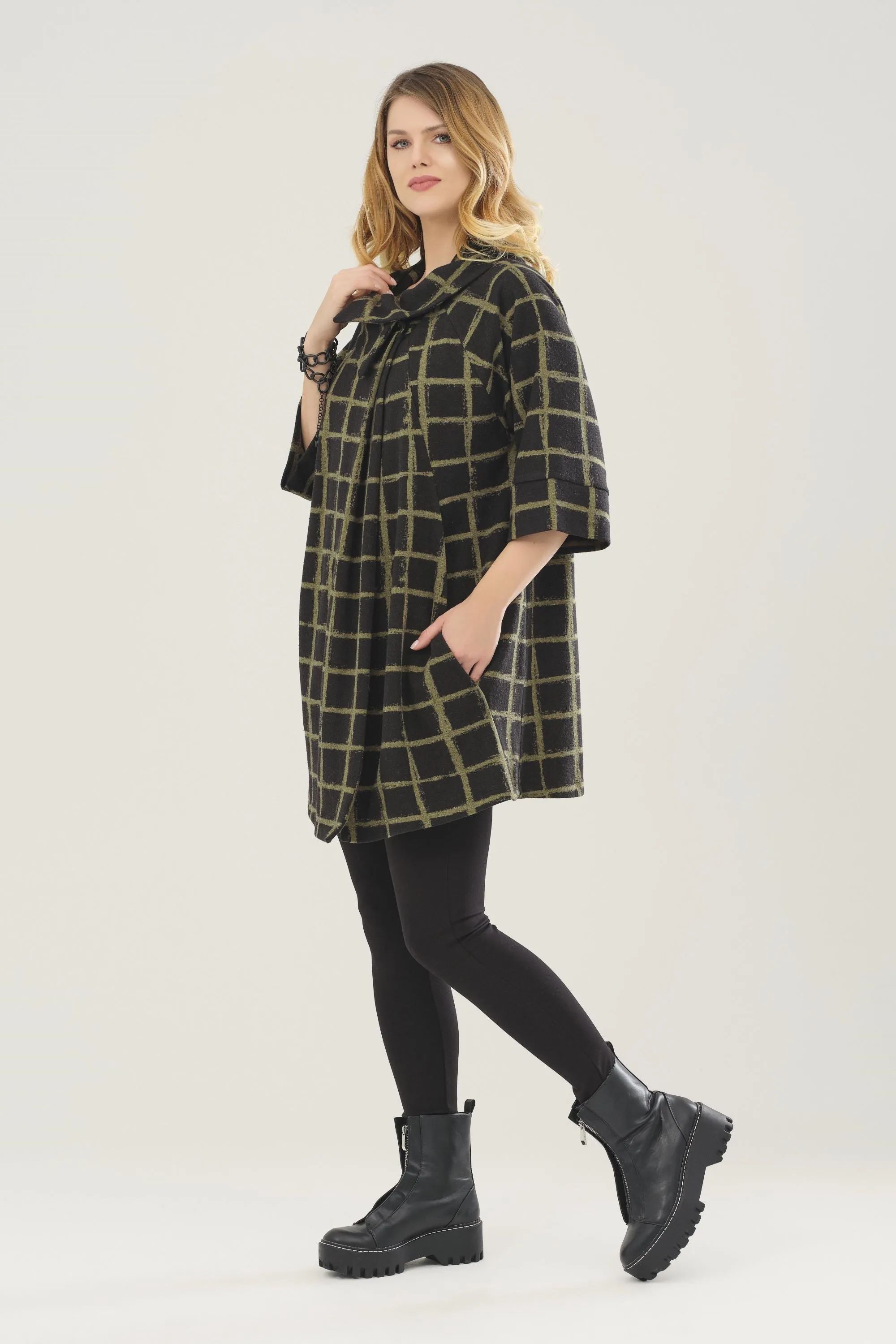 Ever Sassy - 13653 Check Cocoon Jacket