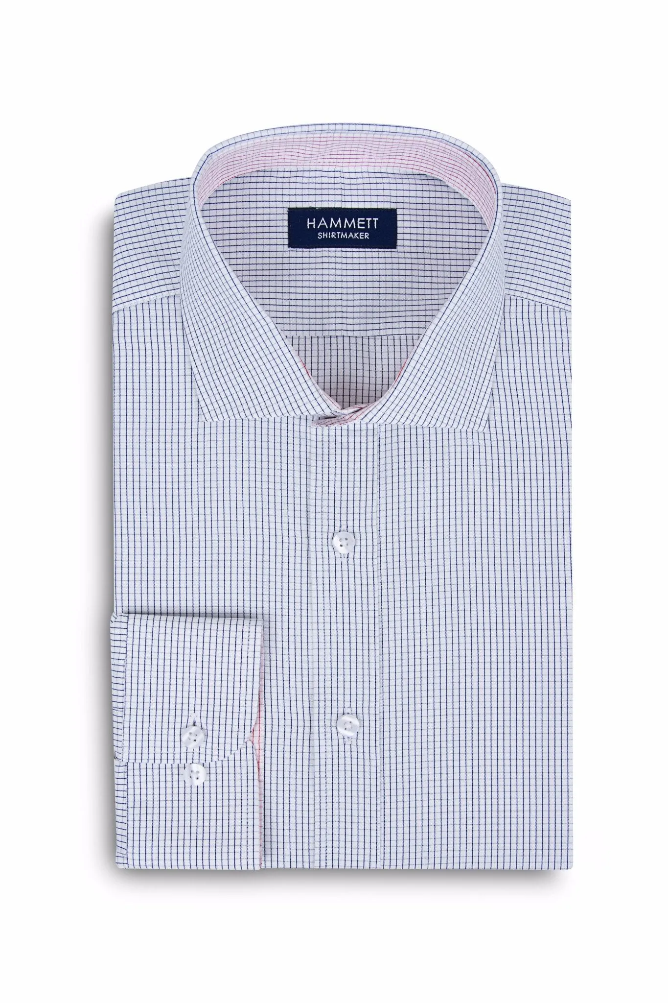 Fine Poplin Navy Mini Grid Check Men's Shirt