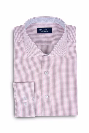 Fine Poplin Red Mini Grid Check Men's Shirt