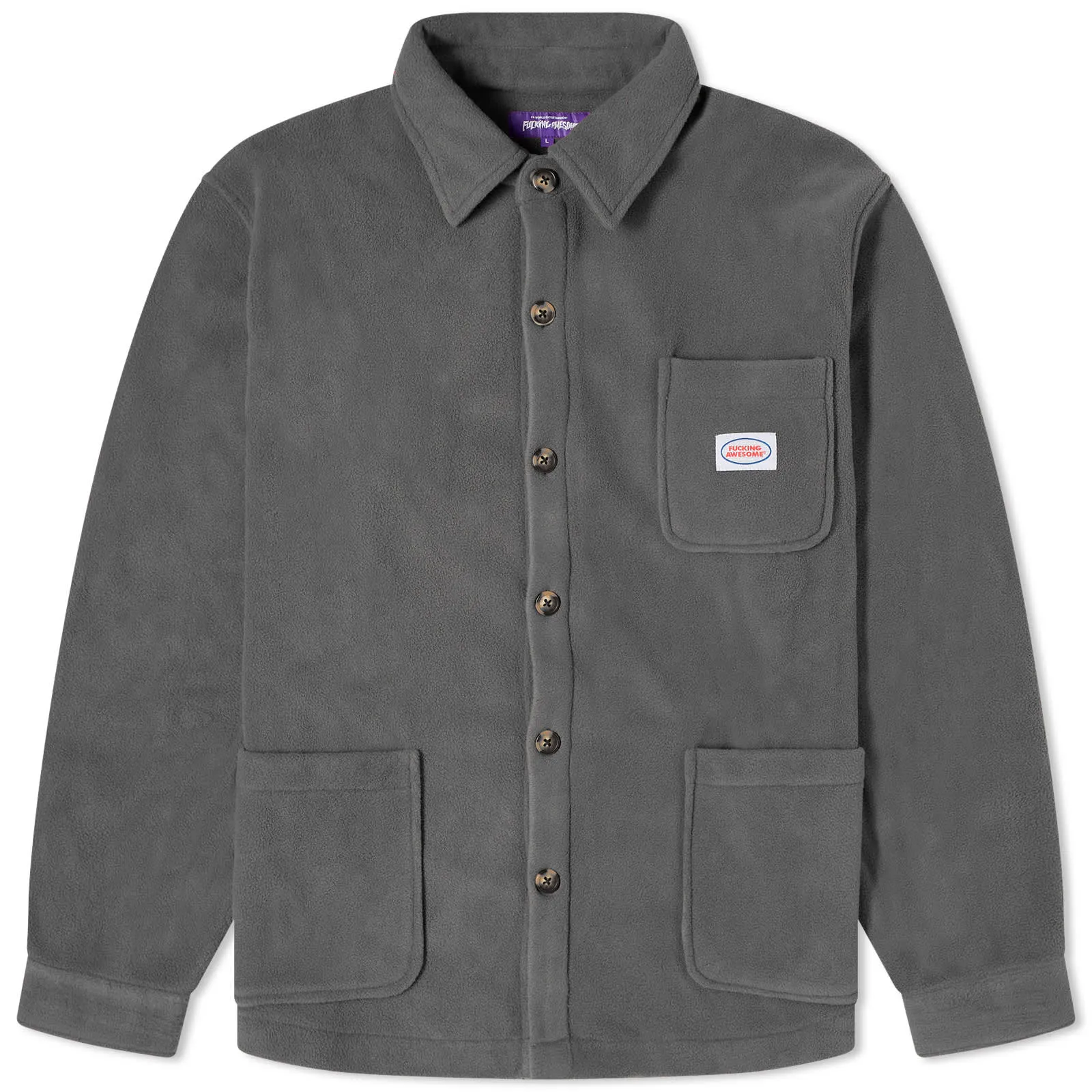 Fucking Awesome Polar Fleece Overshirt, Charcoal