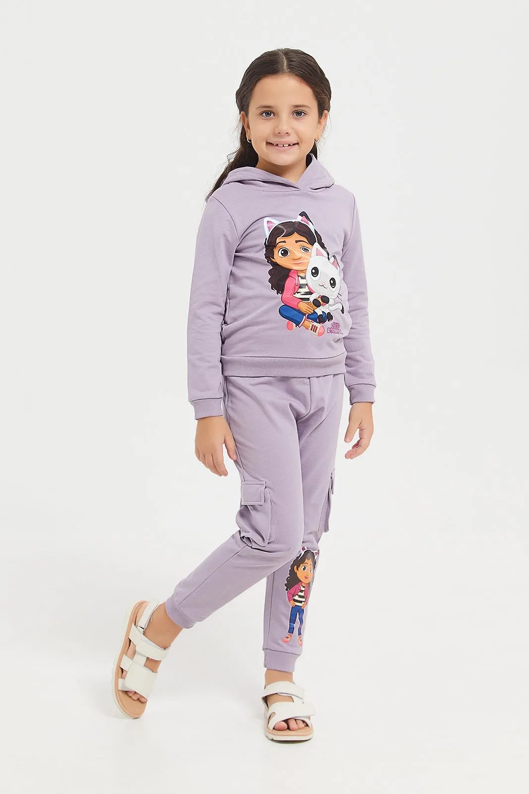 Girls Lilac Gabby's Dollhouse Printed Hooded Sweatshirt