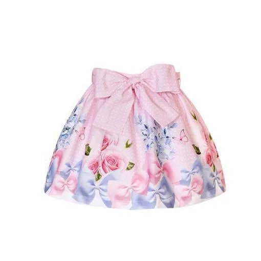 Girls Pink Floral Skirt