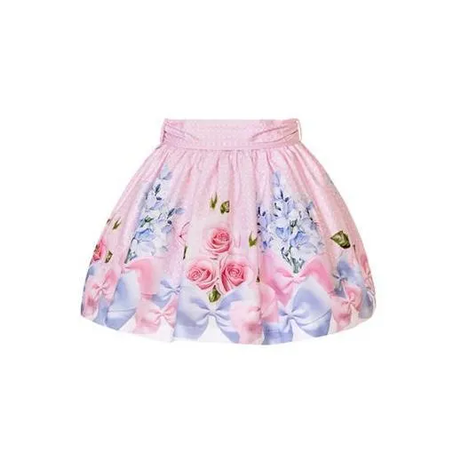 Girls Pink Floral Skirt