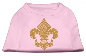 Gold Fleur De Lis Rhinestone Shirts Light Pink XS (8)