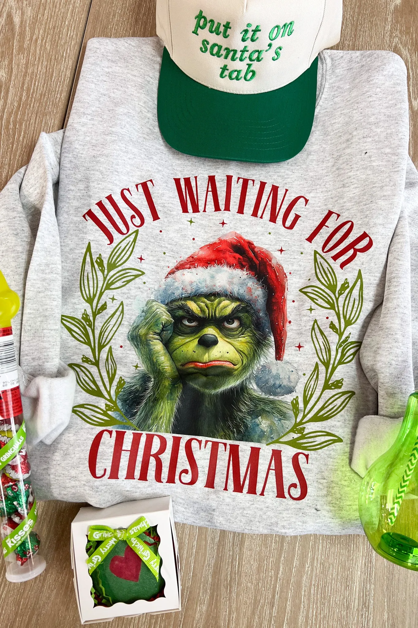 Grinch Just Waiting On Christmas Sweatshirts  