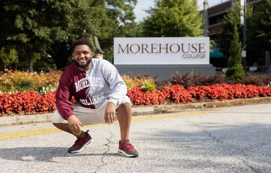 Handmade Morehouse College w/ Seal Maroon and Grey Hand Bleached Half and Half Crewneck Sweatshirt