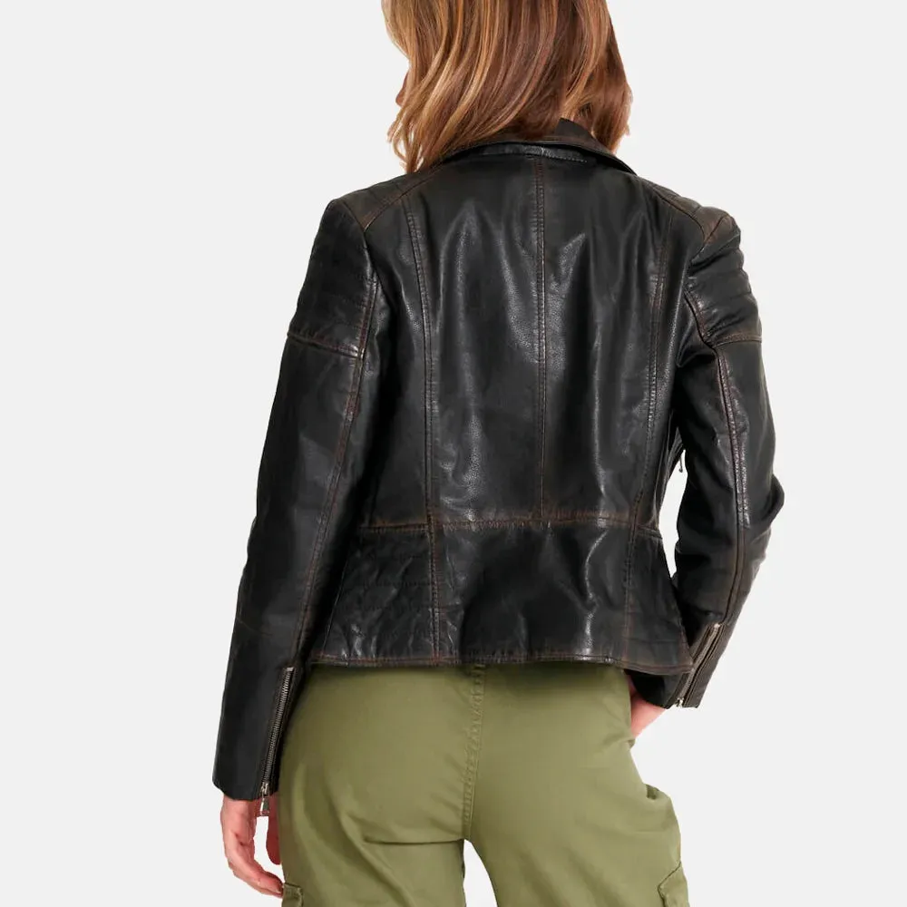 Hellfire Chic Leather Biker Jacket Women