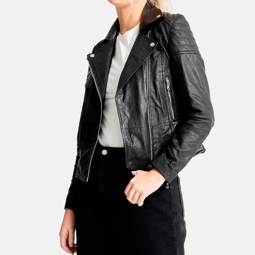 Hellfire Chic Leather Biker Jacket Women