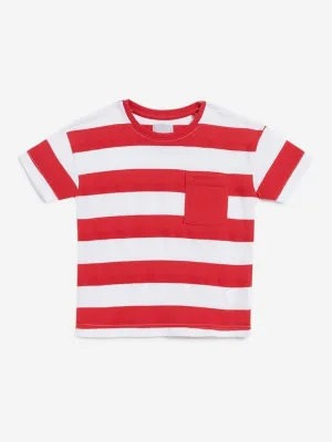 HOP Kids White Stripe Patterned T-Shirts