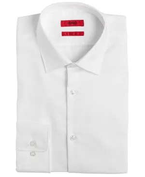 HUGO Men's Slim Fit All Cotton Dress Shirt, White