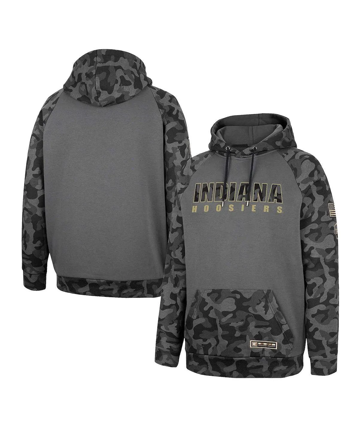 indiana hoosiers oht mens charcoal gray military hoodie camouflage print Colosseum hoodie , multi