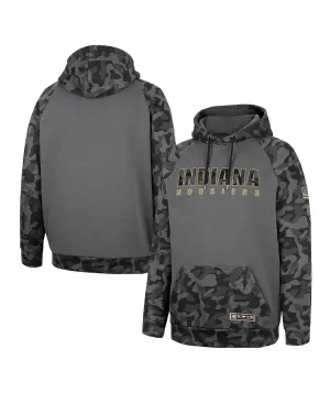 indiana hoosiers oht mens charcoal gray military hoodie camouflage print Colosseum hoodie , multi