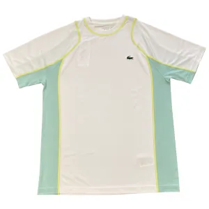 LACOSTE  SPORT TENNIS CREW NECK T-SHIRT Men’s- WHITE / LIGHT GREEN-AWT