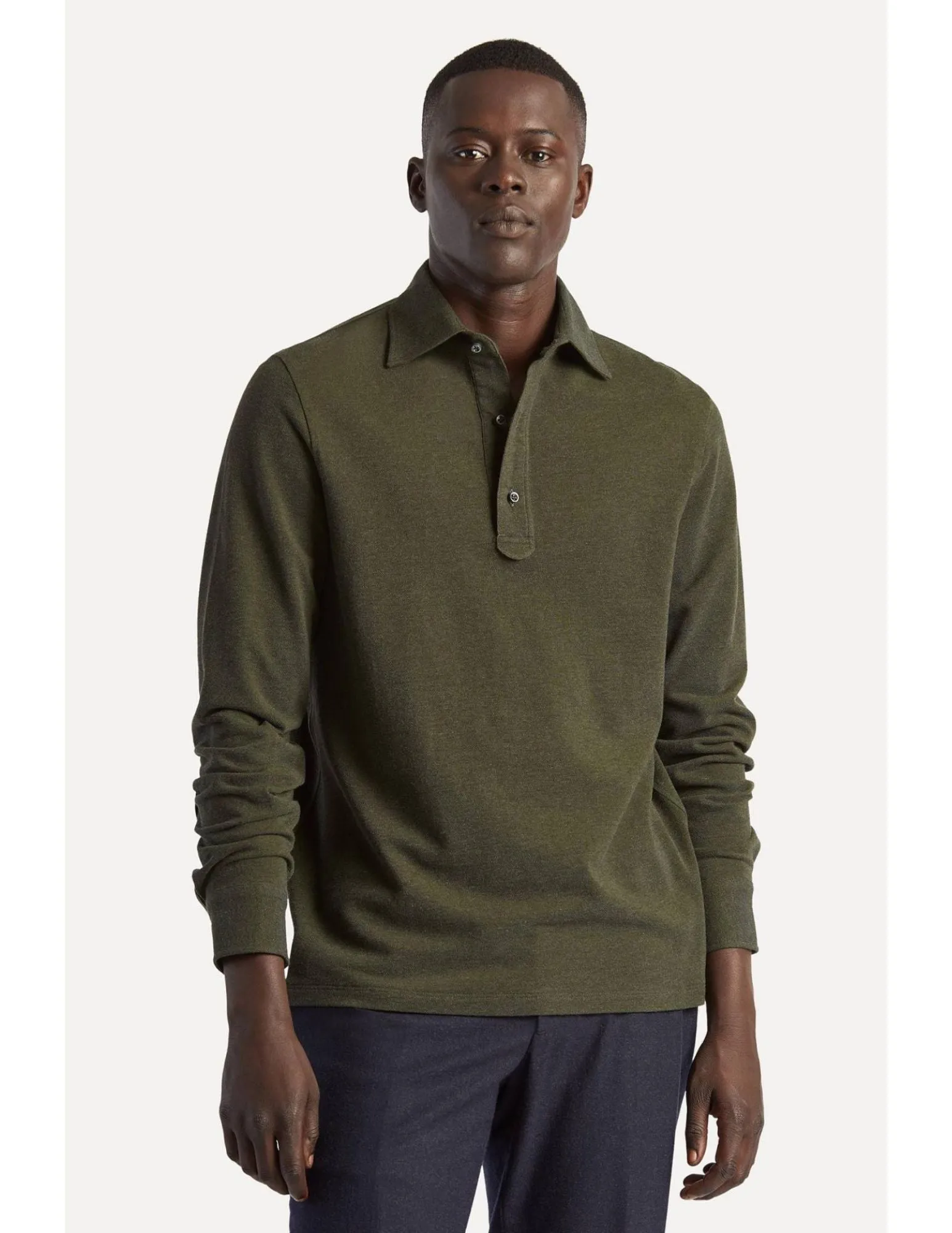 Long Sleeve Polo | Olive