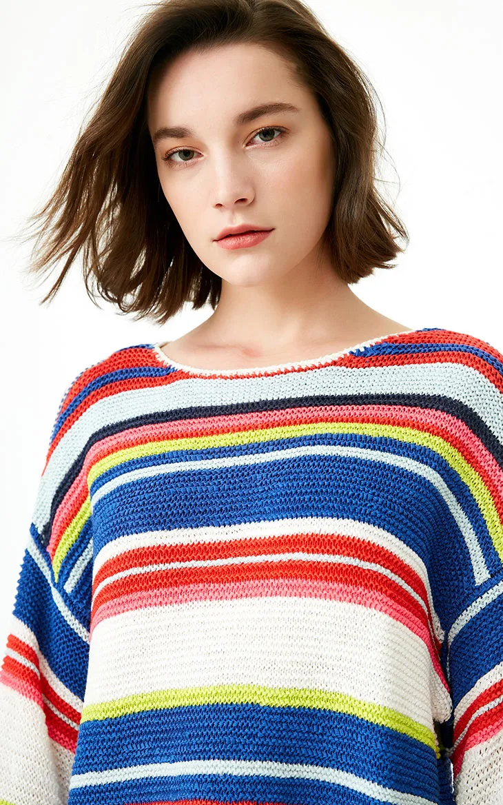 Loose Fit Colored Stripes Knit