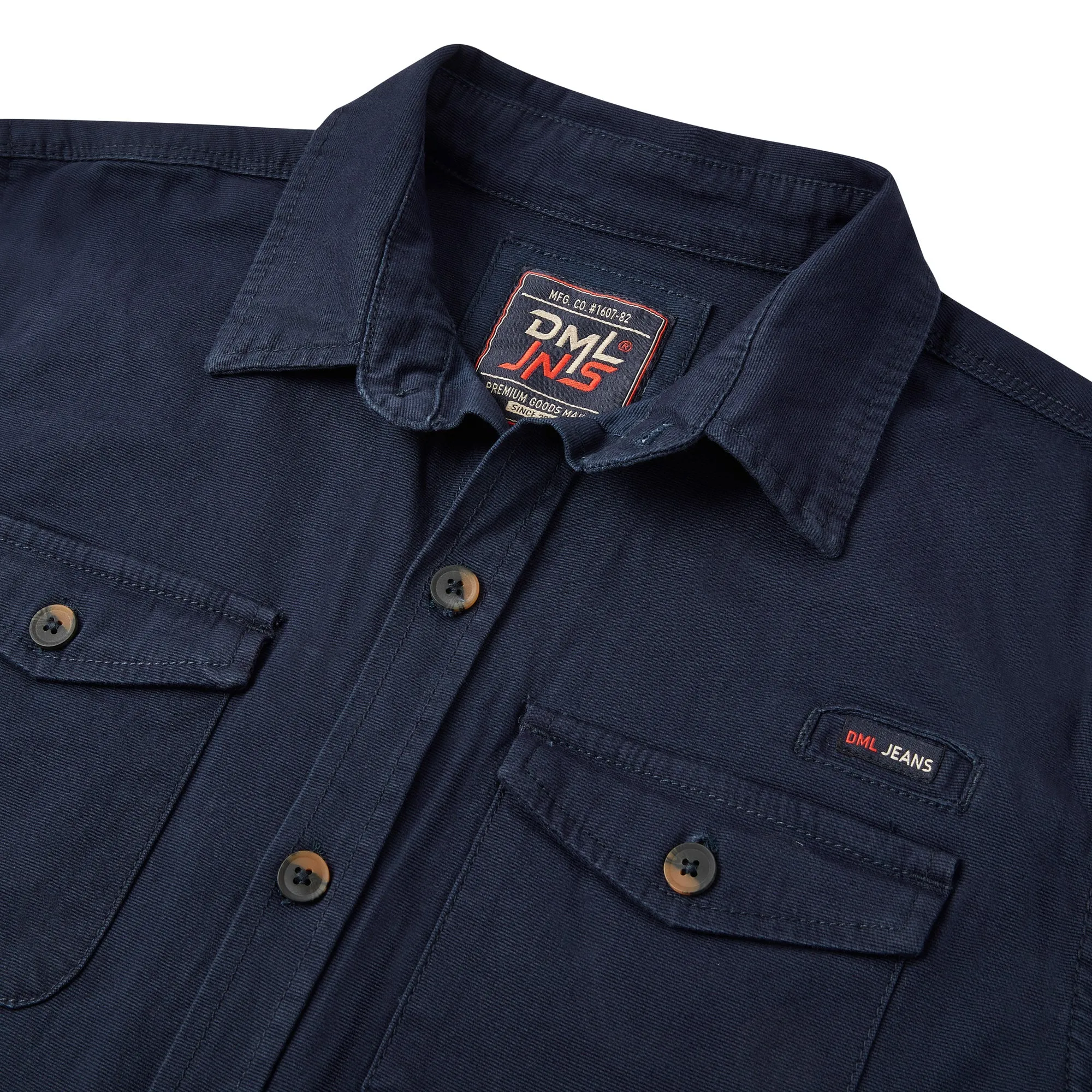 Manilla mens overshirt in a textured ottoman stripe fabric in Navy