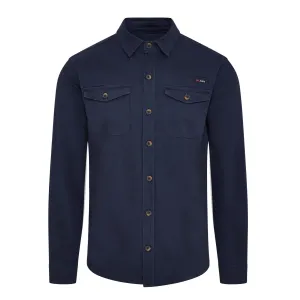 Manilla mens overshirt in a textured ottoman stripe fabric in Navy