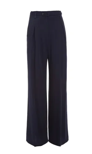 Maura Pant in Navy Silk Crepe