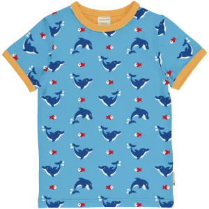 Maxomorra Dolphin Organic Cotton Printed Short Sleeved Top