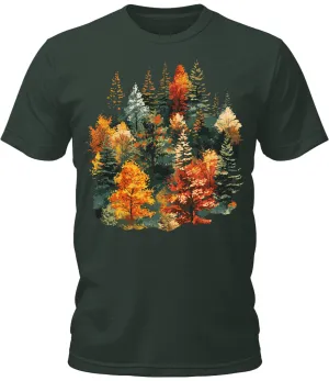 Mens Fall Mountain Forest Graphic Tee Cool Premium Tshirt