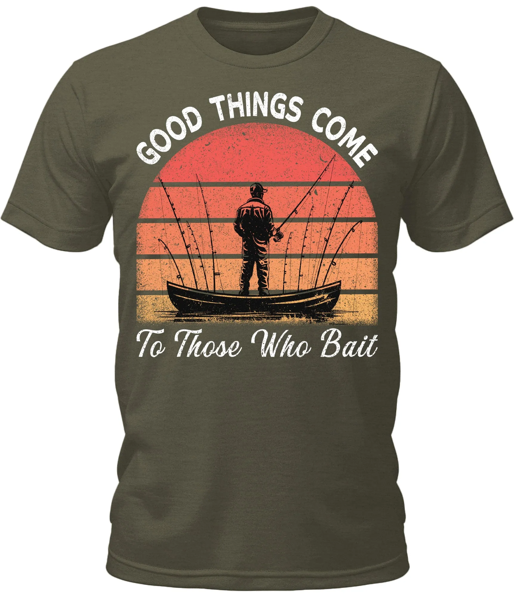 Mens Funny Fishing Shirt Good Things Come To Those Who Bait Short Sleeve Premium Graphic Tees