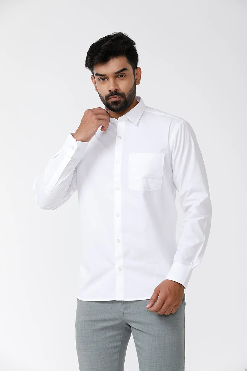 Minister - 100% Cotton Formal White Shirt For Men | Uathayam