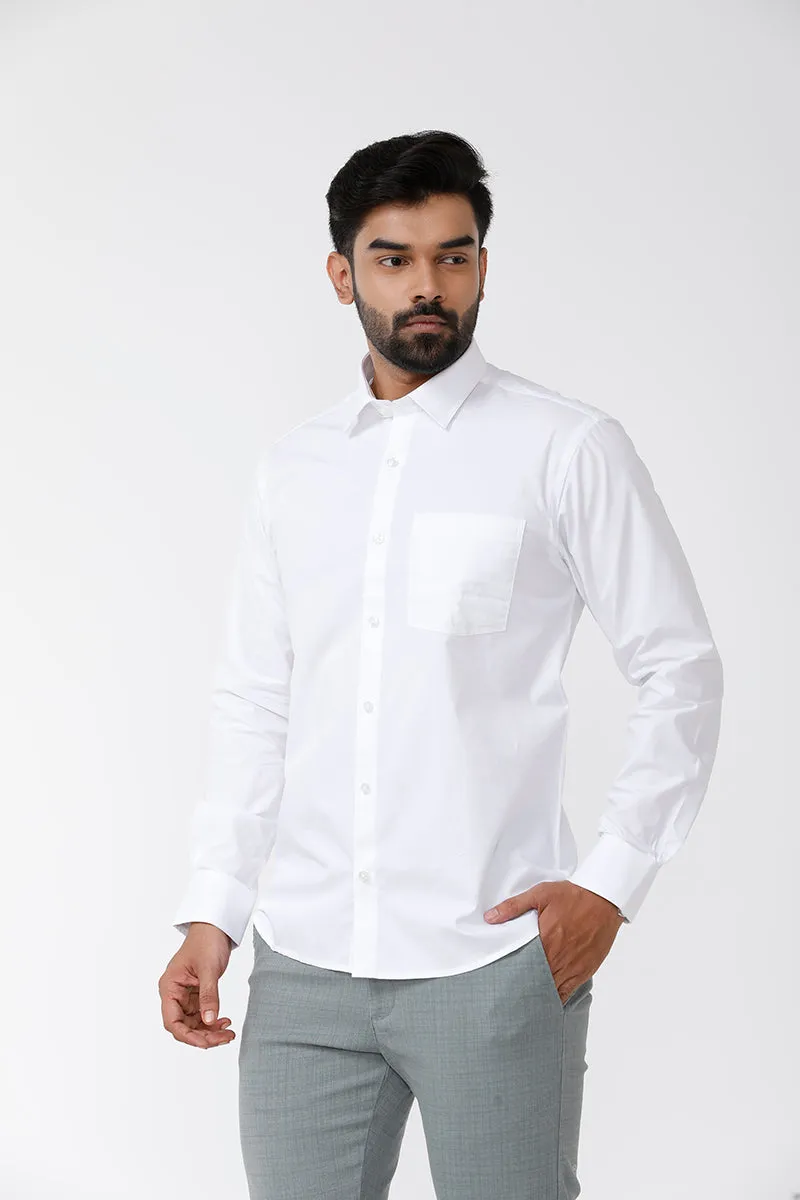 Minister - 100% Cotton Formal White Shirt For Men | Uathayam