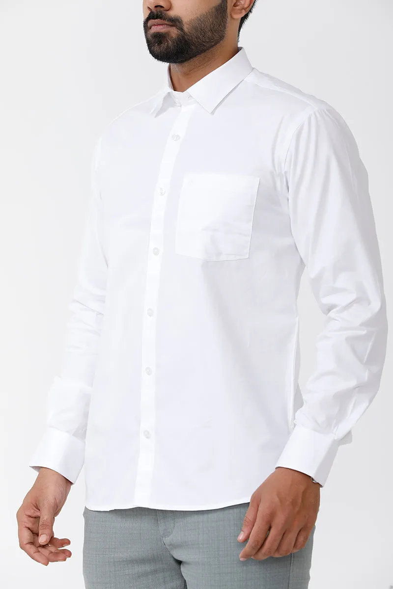 Minister - 100% Cotton Formal White Shirt For Men | Uathayam