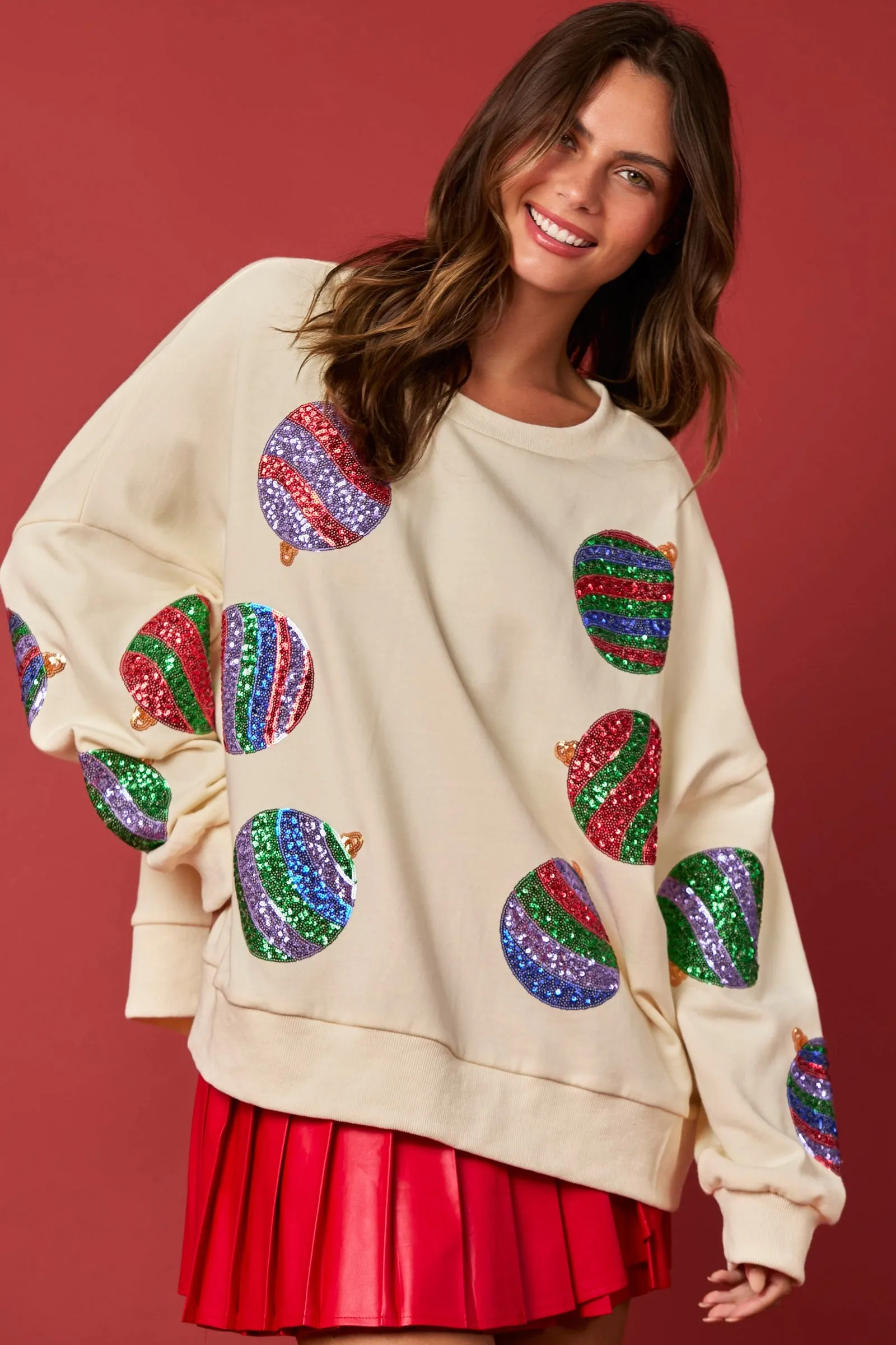 Ornaments Sequin Sweatshirts