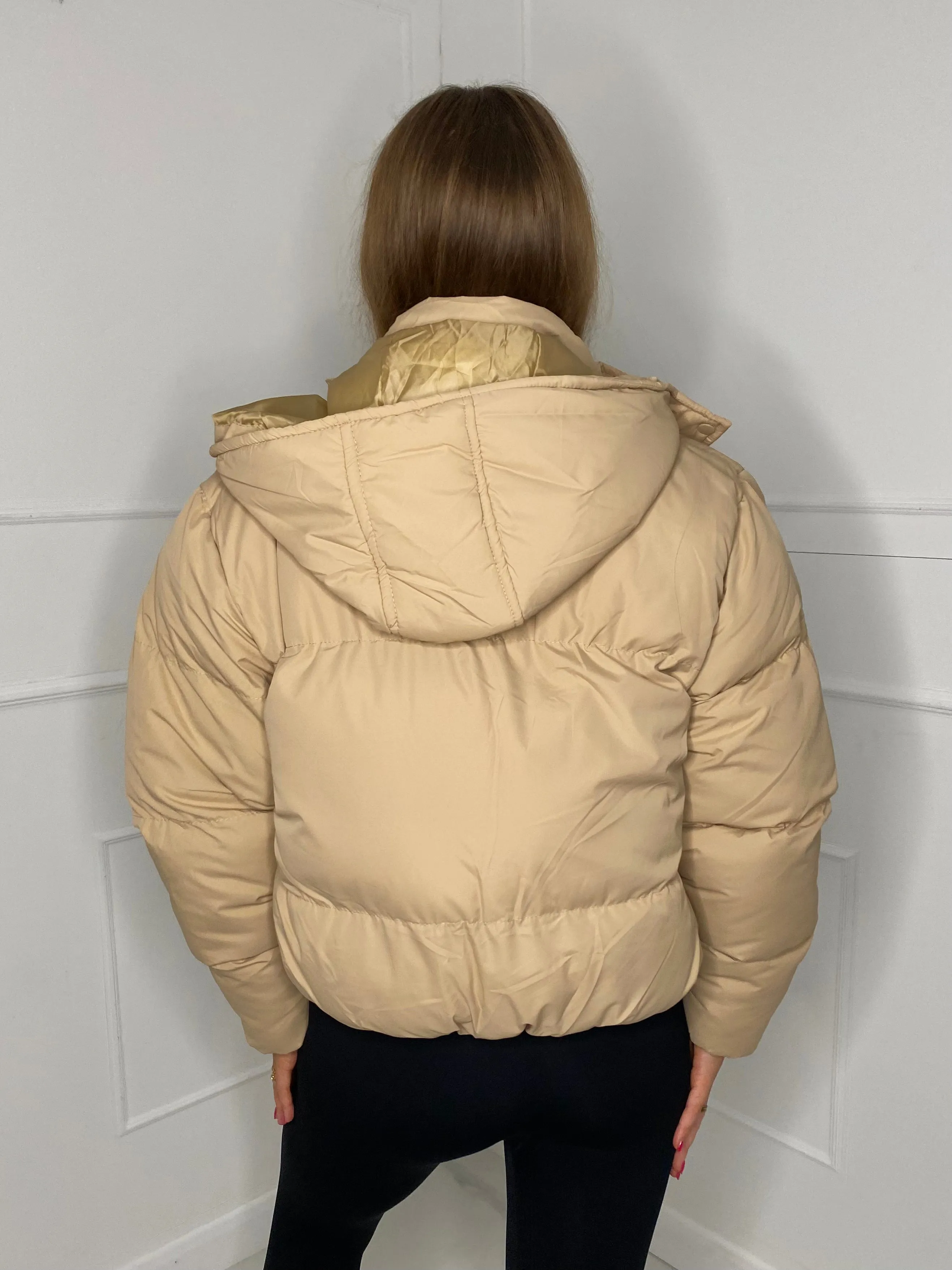 Padded Oversized Puffer Coat - Beige