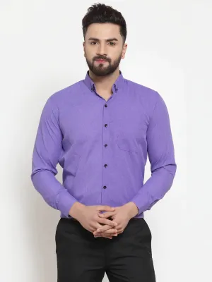 Purple Men'S Cotton Solid Button Down Formal Shirts