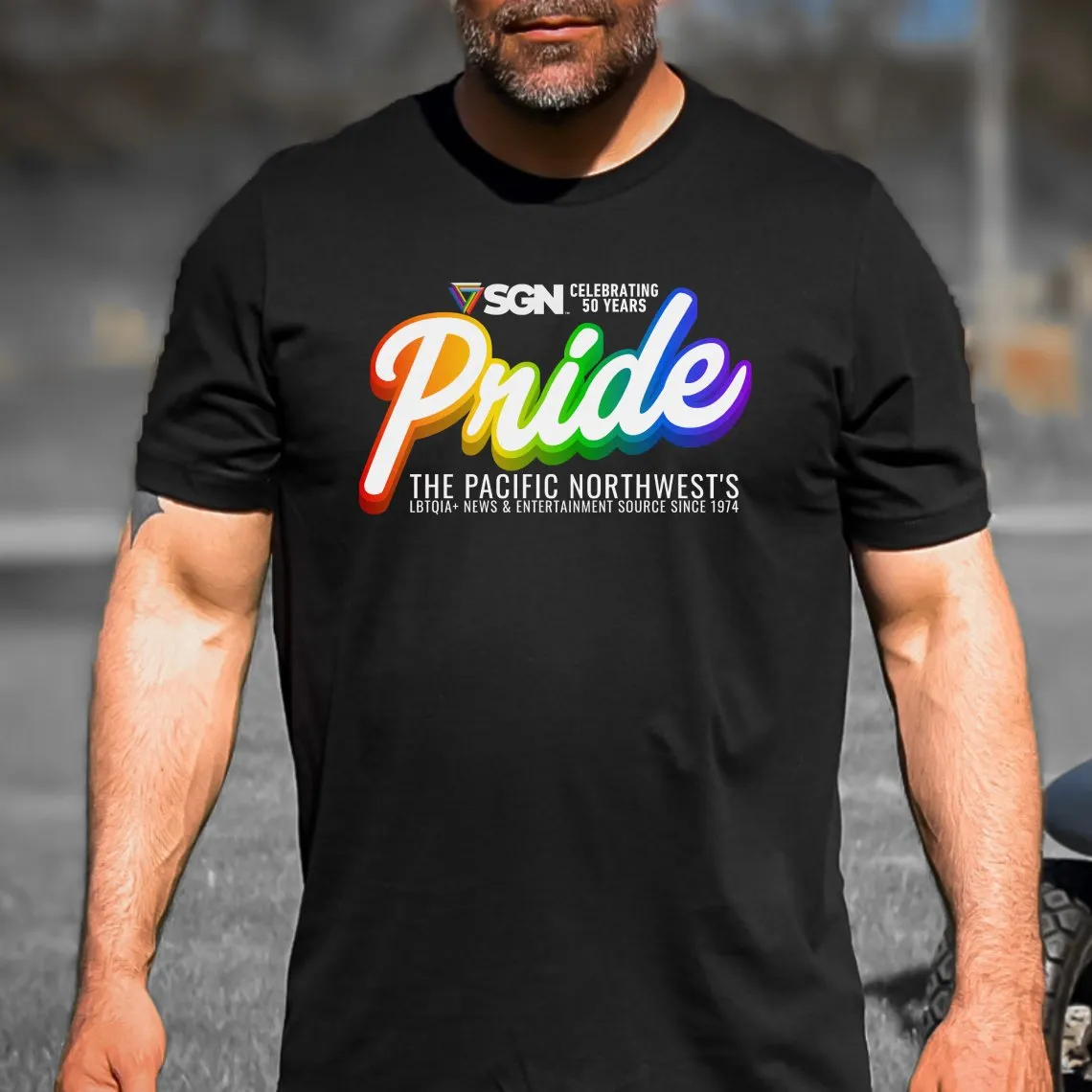 Rainbow SGN Seattle's PRIDE 2024 -Limited Edition - Seattle Gay News Celebrate 50 Years - Tee, Tank or Sweatshirt